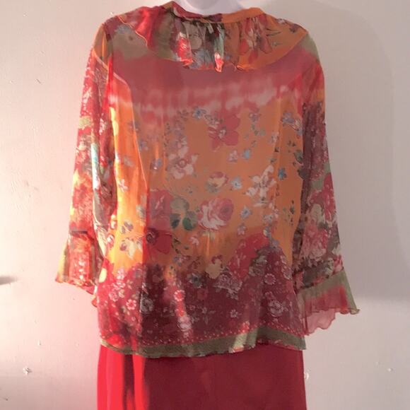 Coldwater Creek Floral Pure Silk Blouse. M - Picture 3 of 4